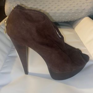 Brown suede pumps